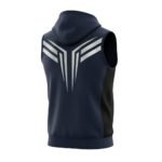 Mens MMA sleeveless hoodie back view showing muscle fit gym tank design and construction
