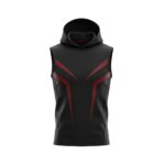 Mens MMA sleeveless hoodie front view showing muscle fit gym tank design for training
