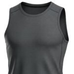 Mens MMA sleeveless vest shirt close-up view showing fabric texture and training fit details