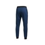 Back view of men’s basketball joggers laid flat, showing the tapered leg, elastic waistband, and smooth, logo-free back panel.