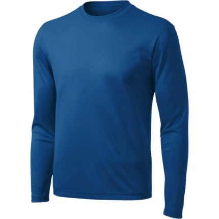 Men’s basketball long sleeve shirt front view in lightweight performance fabric, centered on a plain background.