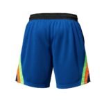 Back view of men’s basketball shorts laid flat, showing the relaxed athletic fit, elastic waistband, and smooth knee-length legs.