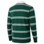 Back view of premium men’s rugby long sleeve shirt showing the full rear panel and relaxed athletic fit on a plain background.