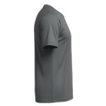 Side view of a men’s short sleeve performance tennis T‑shirt on a model, showing the crew neckline, short sleeve profile, and straight hem for a lightweight, athletic fit