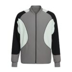 Gray men's tennis jacket with premium performance fit for athletic wear