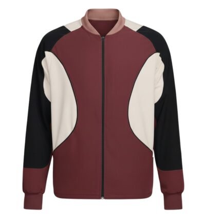 Front view of men's tennis jacket with premium performance fit and zipper closure