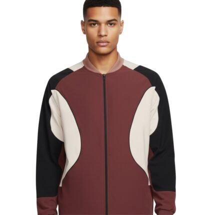 Back view of men's tennis jacket showing athletic fit and performance design