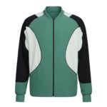 Full front view of women's tennis jacket with performance fit and zipper closure