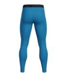 Back view of men’s tennis leggings, showing wide waistband, full-length compression fit, and smooth seam detailing.