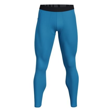 Front view of men’s tennis leggings, showing full-length compression fit with wide waistband and streamlined leg design.