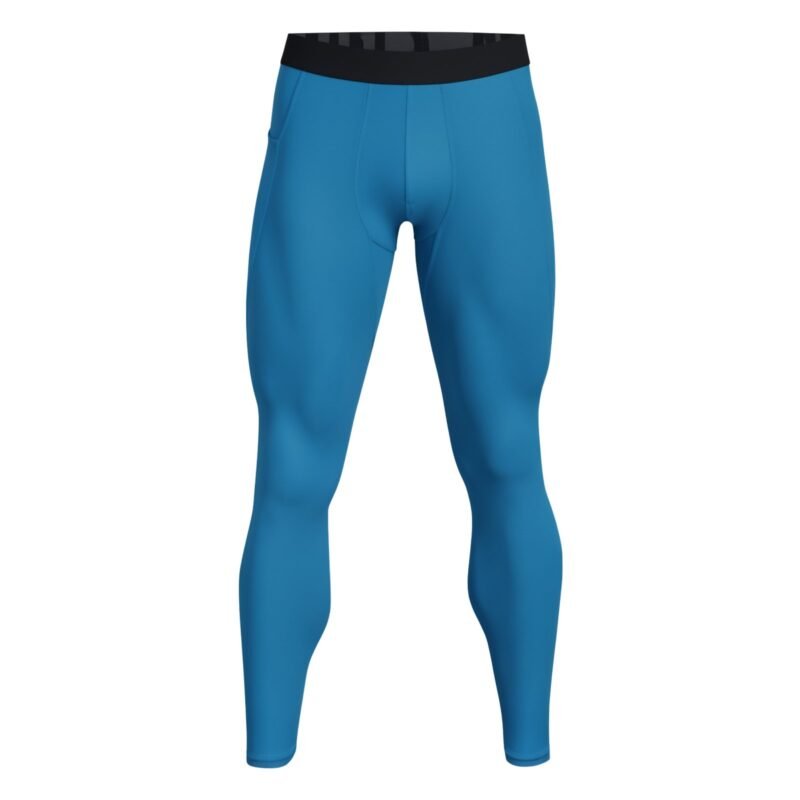 Front view of men’s tennis leggings, showing full-length compression fit with wide waistband and streamlined leg design.