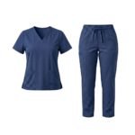 Navy nurse dress, front product view on plain background.