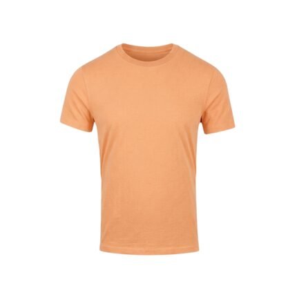 Peach crew neck t‑shirt shown from the front against a plain white background.