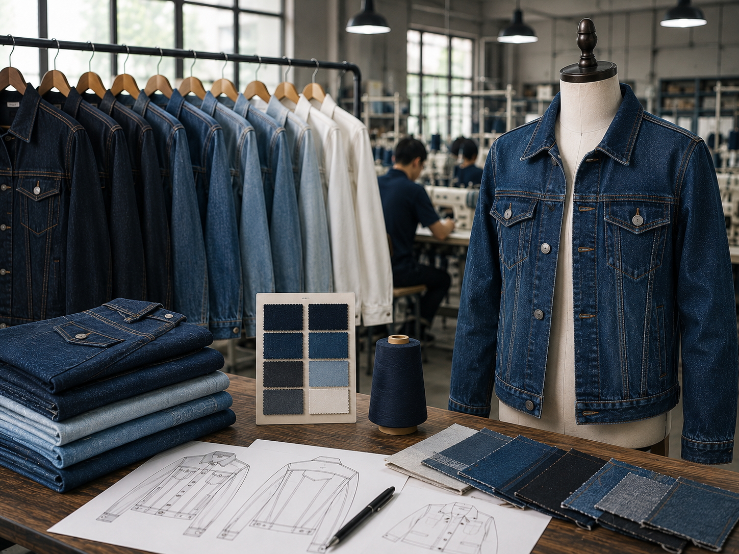 Private label denim manufacturing range infographic showcasing full range of custom denim styles for private label brands by Eco Jersey Limited
