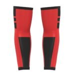Rugby arm compression sleeves in black, side view showing ergonomic design and stretch fabric construction