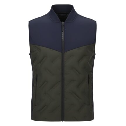 Rugby training vest jacket front view showing sleeveless performance design and athletic fit