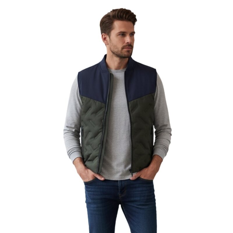 Rugby training vest jacket model view showing sleeveless performance design and athletic fit