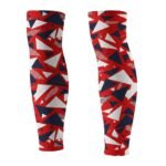Pair of sublimated soccer compression sleeves with a bold all-over graphic and snug, supportive fit.