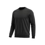 Black soccer player sweatshirt laid flat, featuring long sleeves, a crew neckline, and a bold front logo icon in a solid team-color design.