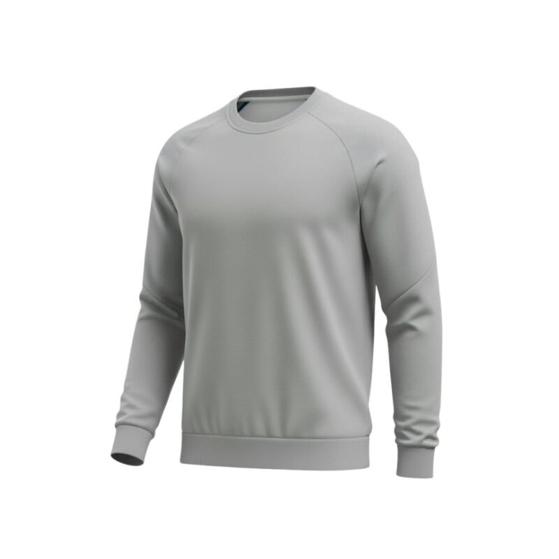 Full front view of a soccer player sweatshirt laid flat, featuring long sleeves, a crew neckline, and a bold front logo icon in a solid team-color design.