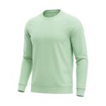 Gray and green soccer player sweatshirt laid flat, featuring long sleeves, a crew neckline, and a bold front logo icon with team-style color blocking.