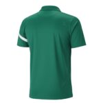 Back view of a soccer polo tee shirt laid flat, showing the clean rear panel, short sleeves, and smooth collar line for a streamlined athletic look.