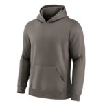 Rose taupe soccer pullover hoodie laid flat, featuring an attached hood, front kangaroo pocket, and clean solid-color athletic design.