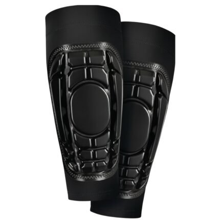 Simple soccer shinguard sleeves logo icon with stylized sleeve shapes and clean lines.