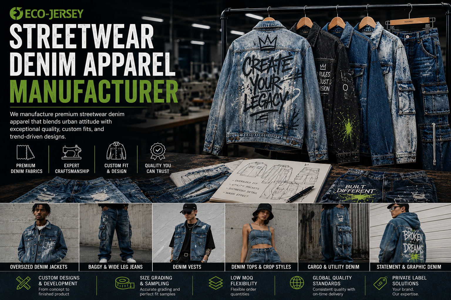 Streetwear denim apparel manufacturer – custom urban denim clothing for modern brands