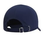 Back view of a unisex lightweight performance tennis cap, showing the adjustable strap closure, curved brim from behind, and breathable back panels for a secure, custom fit.