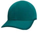 Front view of a unisex medium turquoise lightweight performance tennis cap, featuring a curved brim, structured front panels, and a small logo icon on the front.