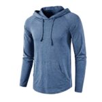 Front view of a men’s lightweight performance tennis hoodie, featuring a relaxed hood, long sleeves, and a straight hem designed for easy layering and on‑court comfort.