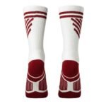 Single dark red tennis soft sock, mid‑calf length, showing the cushioned footbed, ribbed leg, and rich dark red knit for comfortable on‑court performance.