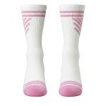 Front view of a single tennis soft sock, mid‑calf length, showing the cushioned footbed, ribbed leg, and smooth knit construction for comfortable on‑court performance.