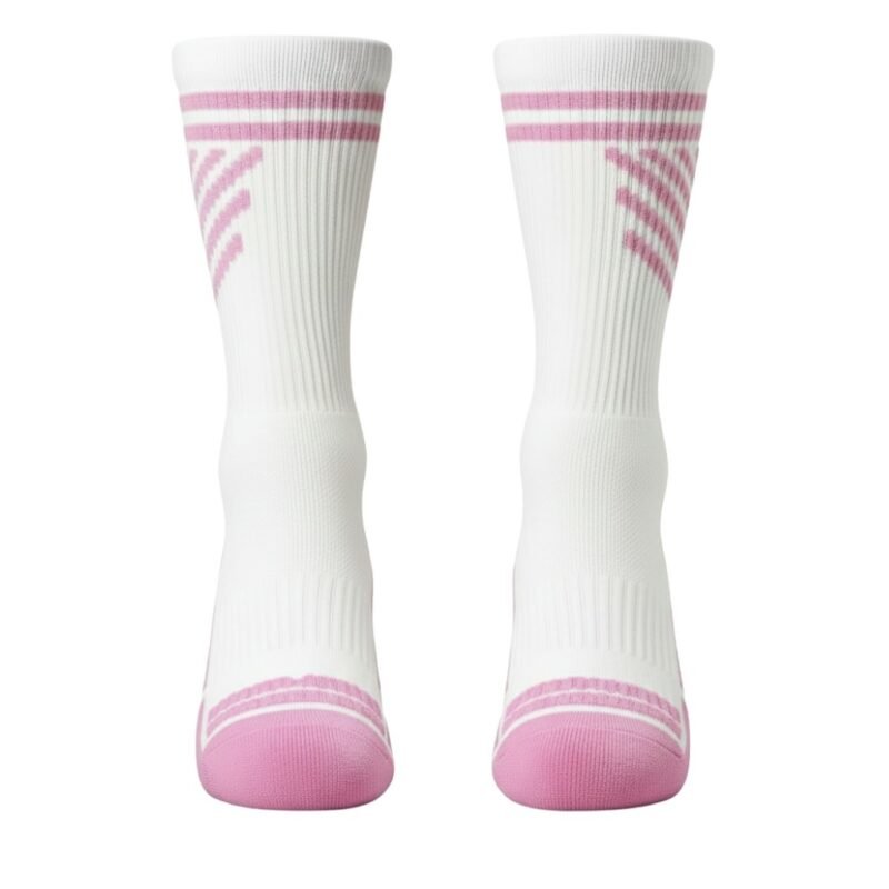 Front view of a single tennis soft sock, mid‑calf length, showing the cushioned footbed, ribbed leg, and smooth knit construction for comfortable on‑court performance.