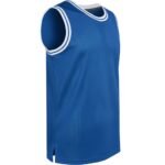 Unisex basketball sleeveless shirt side view in lightweight performance fabric, showing the armhole and side seam against a plain background.