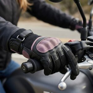 Women's motorbike gloves lifestyle background image