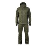 Waterproof rain suit displayed on a plain background.
