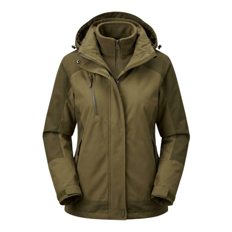 Waterproof ski jacket displayed on a plain background.