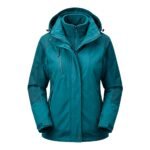 Deep teal waterproof ski jacket displayed on a plain background.