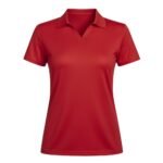 Women’s badminton short sleeve polo performance court shirt front view with logo icon on chest, shown on a plain background.
