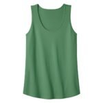 Front view of a women’s badminton tank top laid flat on a plain background, showing the quick-dry fabric and small chest logo icon.