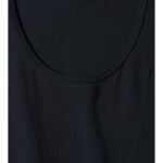 Close-up view of the women’s badminton tank top showing the soft quick-dry fabric texture and small chest logo icon on a plain background.