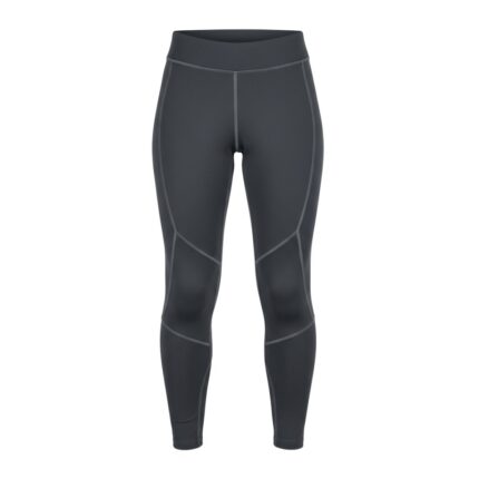 Front view of women’s ice hockey compression pants, showing the high waistband, smooth stretch fabric, and full-length slim leg fit.