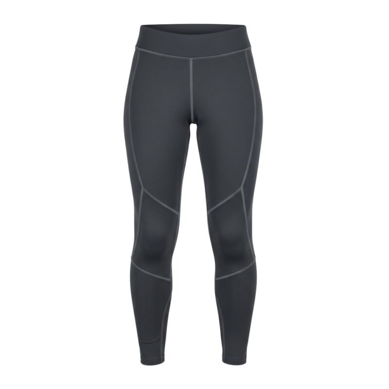 Front view of women’s ice hockey compression pants, showing the high waistband, smooth stretch fabric, and full-length slim leg fit.