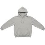 Front view of a women’s basketball hoodie laid flat, featuring an attached hood, long sleeves, kangaroo pocket, and a small logo icon on the chest.