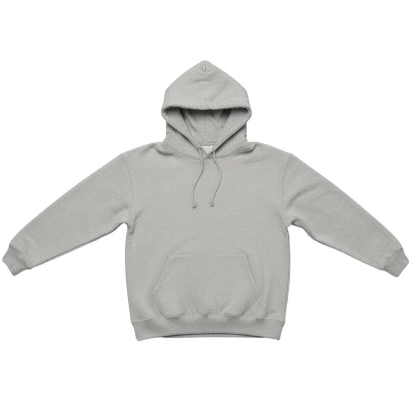 Front view of a women’s basketball hoodie laid flat, featuring an attached hood, long sleeves, kangaroo pocket, and a small logo icon on the chest.