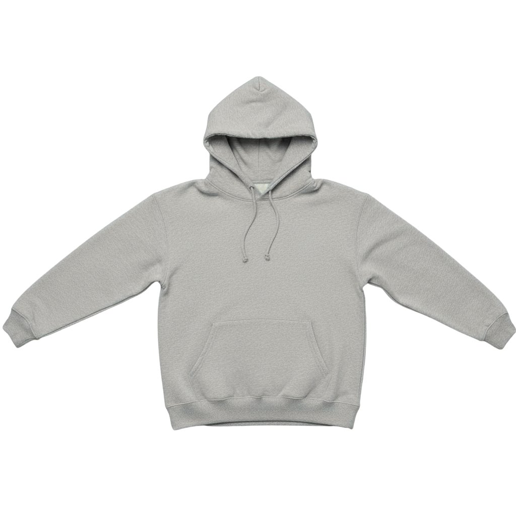 Front view of a women’s basketball hoodie laid flat, featuring an attached hood, long sleeves, kangaroo pocket, and a small logo icon on the chest.