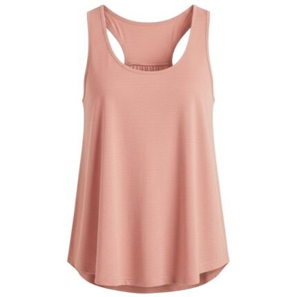 Women’s basketball tank top front view in loose-fit high performance fabric, centered on a plain background.