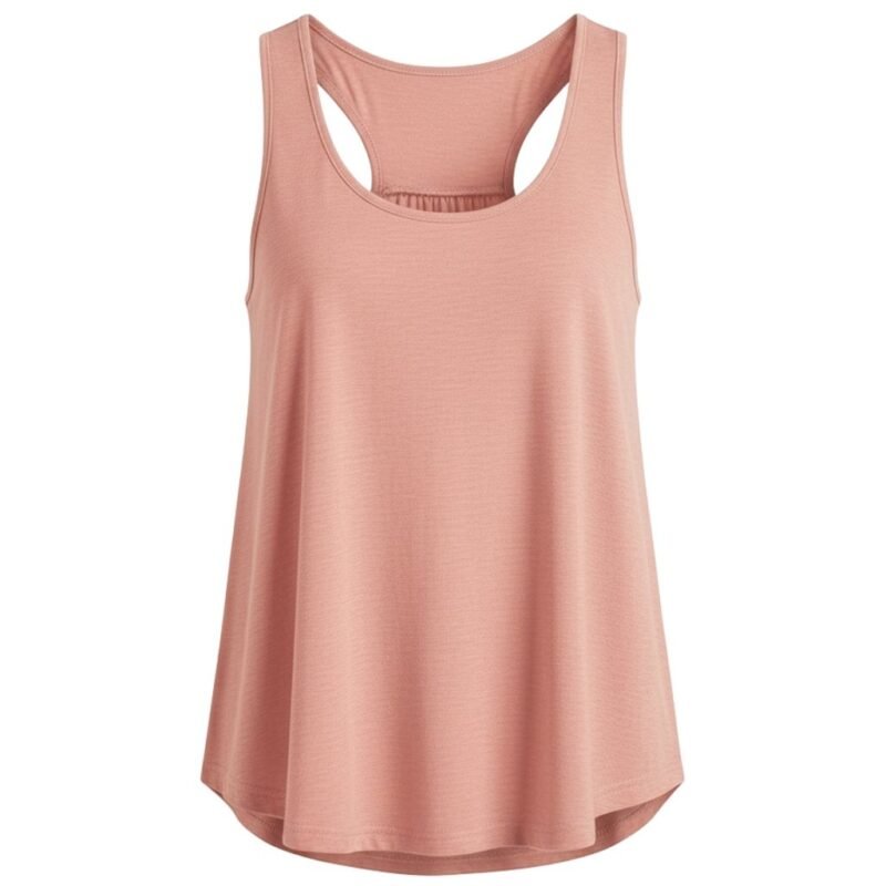 Women’s basketball tank top front view in loose-fit high performance fabric, centered on a plain background.